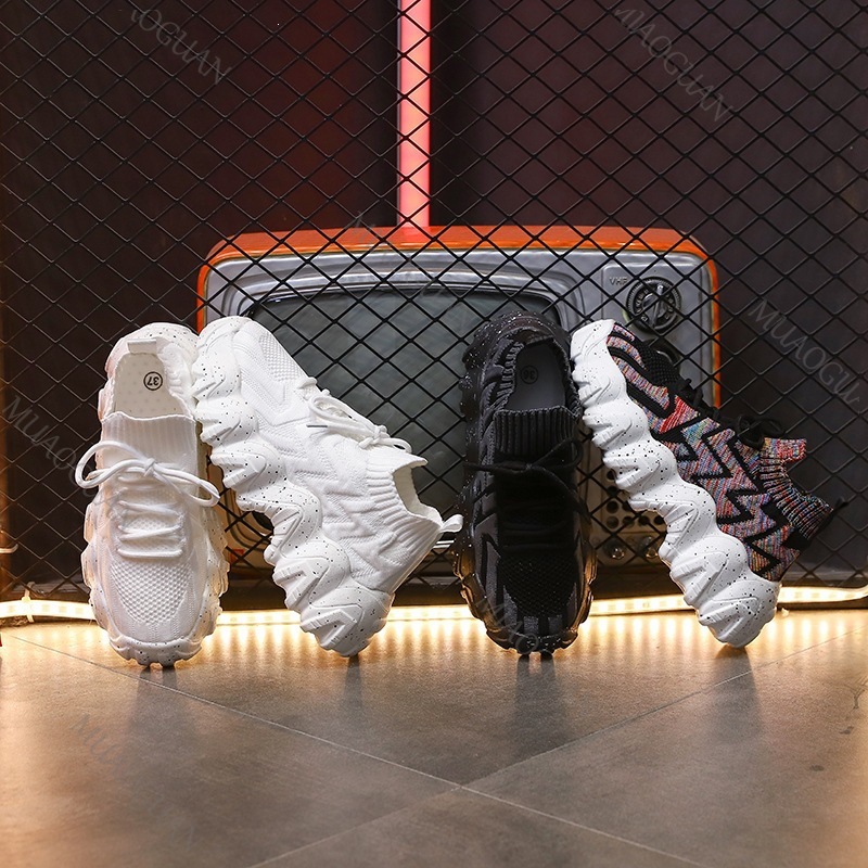Running Gear For Sale - Women Chunky Sneakers Breathable Knitting Thick